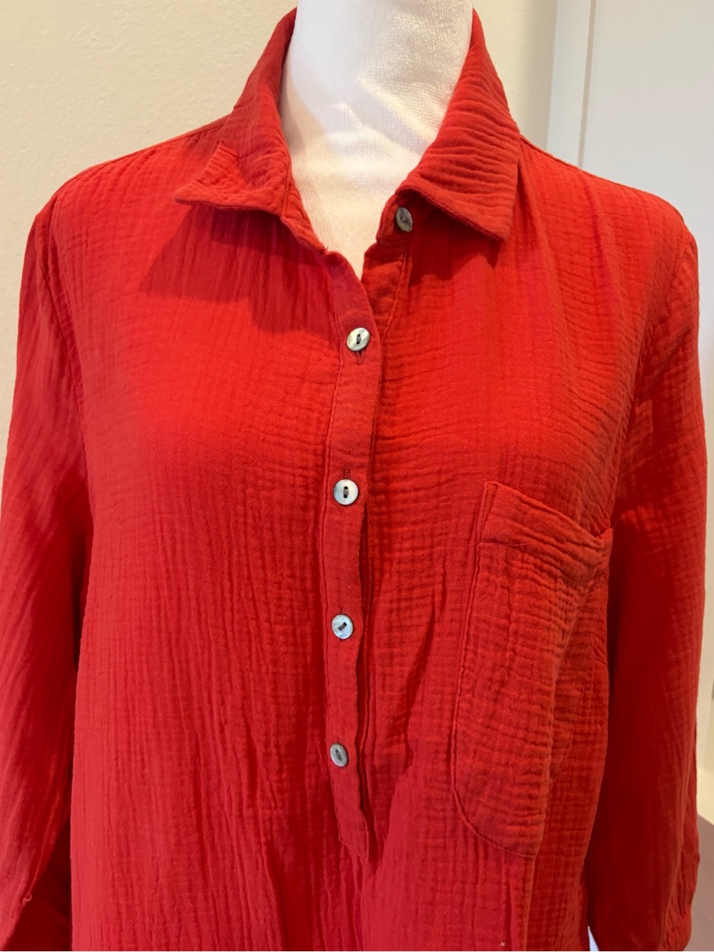 J. Jill gauzy red shirt dress size medium